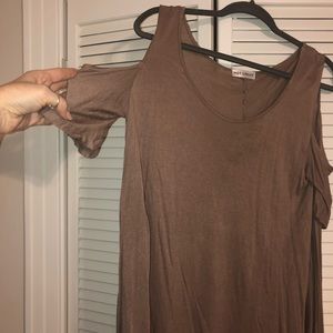 SOLD Taupe Cold Shoulder Tunic Top